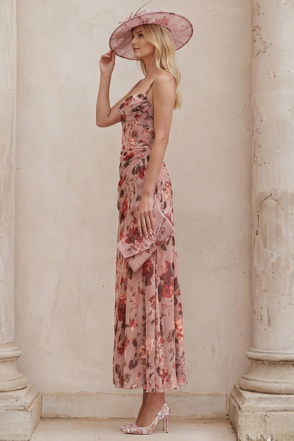 Wedtrend Women Dusty Rose Mother of the Bride Dress with Jacket A Line  Ruched Floral 2 Piece Long Mother of the Groom Dress – WEDTREND