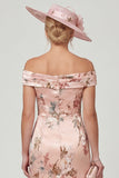 Off The Shoulder Dusty Rose Mermaid Floral Mother of the Bride Dress with Slit