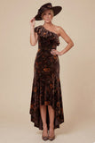 Black Flower Mermaid One Shoulder High-Low Mother of the Bride Dress
