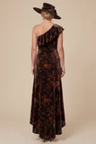 Black Flower Mermaid One Shoulder High-Low Mother of the Bride Dress
