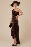 Black Flower Mermaid One Shoulder High-Low Mother of the Bride Dress