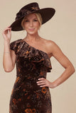Black Flower Mermaid One Shoulder High-Low Mother of the Bride Dress