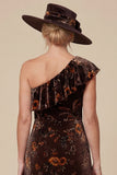 Black Flower Mermaid One Shoulder High-Low Mother of the Bride Dress