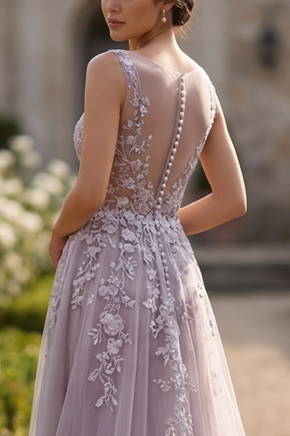 purple grey prom dress Azazie 2026 Beading A-Line Prom Dress Light Purple Gown