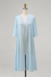 Light Blue Chiffon Midi Capelet with Half Sleeves