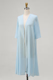 Light Blue Chiffon Midi Capelet with Half Sleeves