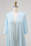 Light Blue Chiffon Midi Capelet with Half Sleeves