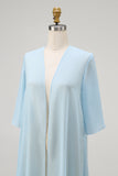 Light Blue Chiffon Midi Capelet with Half Sleeves