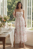 Tiered Corset A Line Floral Yellow Wedding Guest Dress