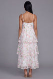 Tiered Corset A Line Floral Yellow Wedding Guest Dress