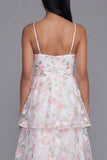 Tiered Corset A Line Floral Yellow Wedding Guest Dress
