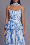 Strapless Pleated A Line Dusty Sage Wedding Guest Dress with Sash
