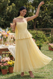 Strapless Pleated A Line Dusty Sage Wedding Guest Dress with Sash