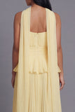 Strapless Pleated A Line Dusty Sage Wedding Guest Dress with Sash
