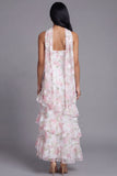 Pink Floral Ruffle Strapless Wedding Guest Dress with Sash