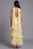 Pink Floral Ruffle Strapless Wedding Guest Dress with Sash