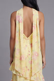 Pink Floral Ruffle Strapless Wedding Guest Dress with Sash