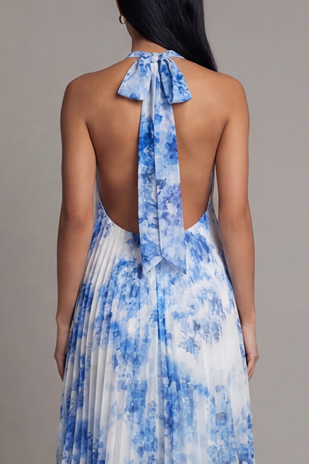 Wedtrend Women Sky Blue Wedding Guest Dress Pleated Halter A Line