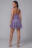 Floral Pink Halter Tiered Mini Dress