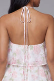 Floral Pink Halter Tiered Mini Dress