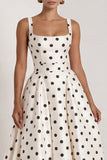 Black A Line Polka Dot Maxi Formal Dress with Bow