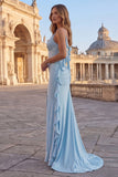 Pink Mermaid Beaded Maxi Prom Dress with Streamer