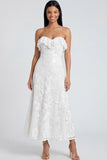 Sweetheart A Line Light Blue Wedding Guest Dress with Appliques