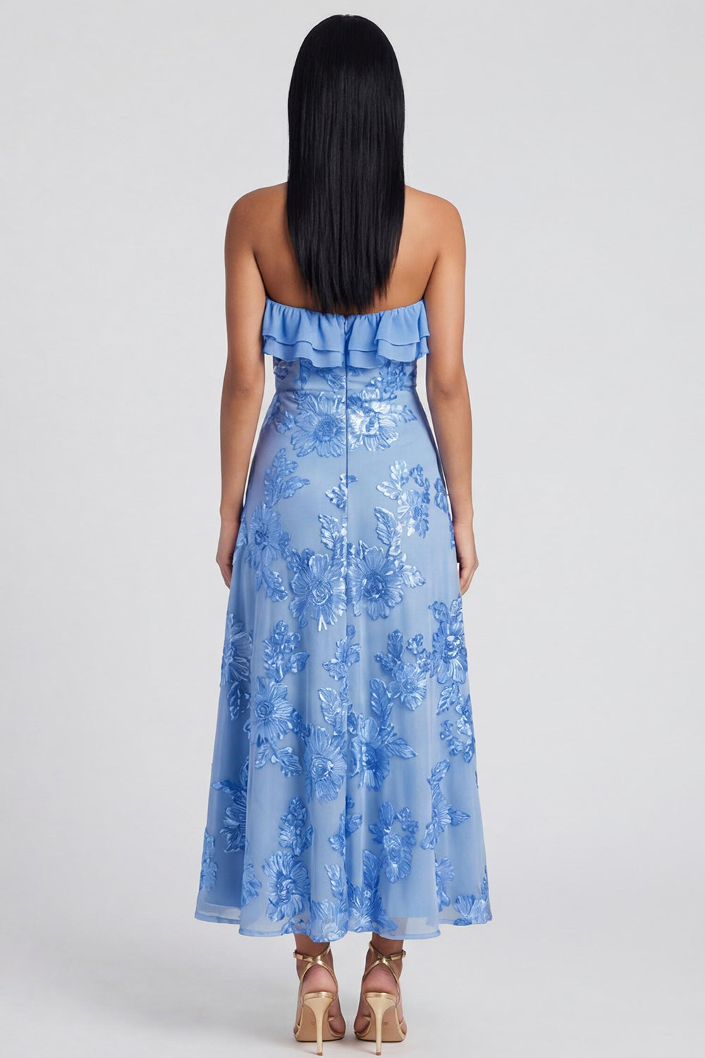 pastel blue wedding guest dress a line dress for wedding guest Wedtrend Women Sky Blue Wedding Guest Dress A Line Chiffon Pleated Ruffle Sleeves Bridesmaid Dress with Slit WEDTREND