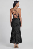 Sage Green Mermaid Floral Wedding Guest Dress with Lace-up Back