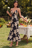 Sage Green Mermaid Floral Wedding Guest Dress with Lace-up Back