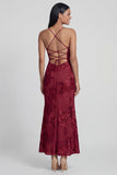 Sage Green Mermaid Floral Wedding Guest Dress with Lace-up Back