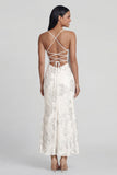Sage Green Mermaid Floral Wedding Guest Dress with Lace-up Back