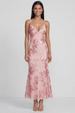 Sage Green Mermaid Floral Wedding Guest Dress with Lace-up Back