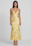 Sage Green Mermaid Floral Wedding Guest Dress with Lace-up Back