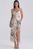 Black Ruffled Floral Corset Midi Wedding Guest Dress