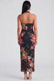 Champagne Halter Floral Wedding Guest Dress