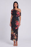 One Shoulder Sheath Ivory Floral Wedding Guest Dress