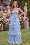 Daffodil A Line Tiered Floral Wedding Guest Dress