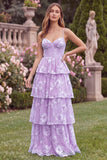 Daffodil A Line Tiered Floral Wedding Guest Dress