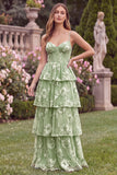 Daffodil A Line Tiered Floral Wedding Guest Dress