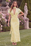 Lilac V-Neck Mermaid Floral Wedding Guest Dress with Scarf