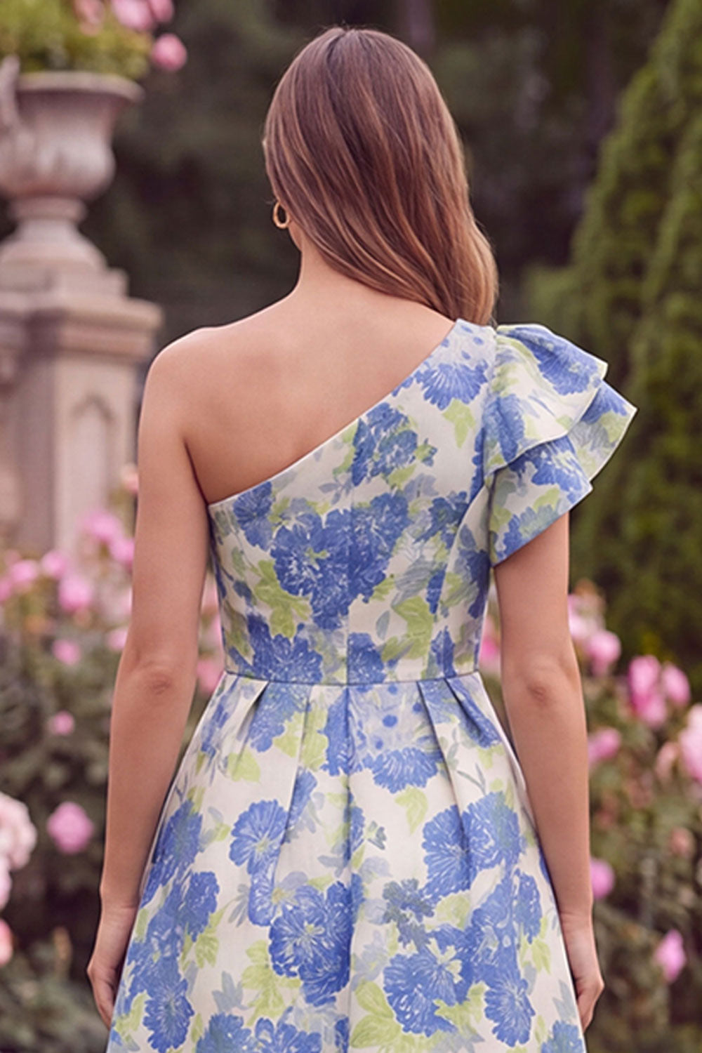 one shoulder midi wedding guest dress Hand Printed Wrap Front Drape Midi Dress For Women, One Shoulder Dhoti Dress, Indian One Piece Dress, Indo Western Wedding Guest Outfit