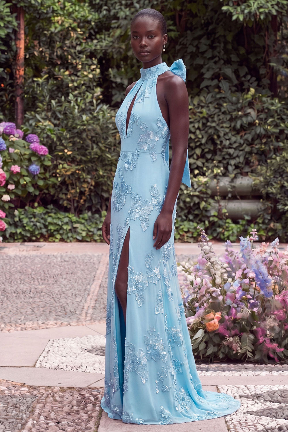 blue keyhole dress A Line Sweetheart Royal Blue Keyhole Long Prom Dress Sky Blue / 12