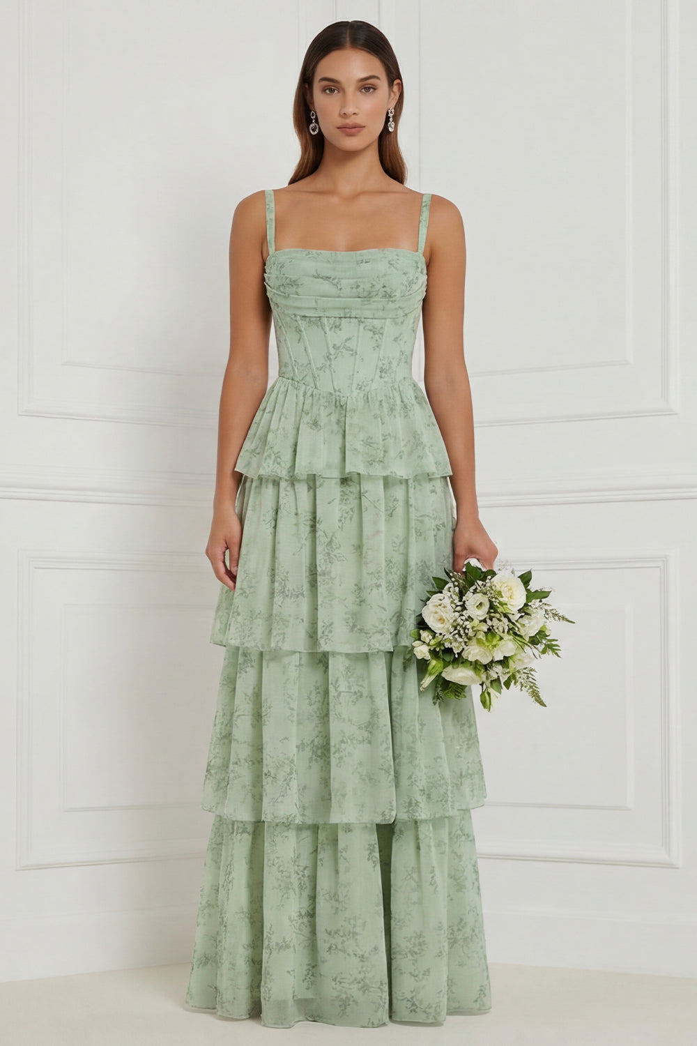 corset style bridesmaid dresses Dessy Collection Strapless Cat-Eye Corset Maxi Dress with Ruffle Hem A-Line Skirt