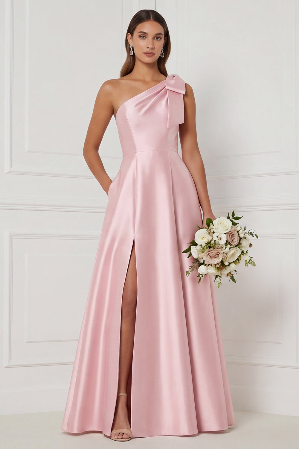 pink one shoulder wedding guest dress Cerise Pink Drape One Shoulder Wedding Guest Dress Rosies Closet