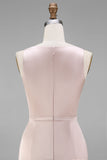 Sage Green Sheath Bateau Neck Satin Bridesmaid Dress