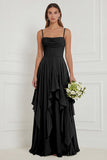 Sage A Line Corset Ruffled Long Bridesmaid Dress with Lace-up Back