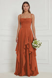 Sage A Line Corset Ruffled Long Bridesmaid Dress with Lace-up Back