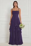 Sage A Line Corset Ruffled Long Bridesmaid Dress with Lace-up Back