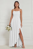 Sage Ruffle A Line Bridesmaid Dress with Slit